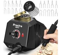 Preciva Kit de Pirograbado de Madera 30W con Temperatura Ajustable 250°C-750°C y 20 Puntas de Alambre - Máquina de Pirograbado Profesional para Madera, Cuero y Más