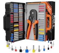 Preciva Kit de Terminales Electricos, Crimpadora 0.25-6mm² con 1230 Punteras Cable, Alicates Electricista Profesional con Trinquete Ajustable, Maletín Organizador Doble Capa