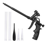 Preciva - Pistola de espuma profesional, pistola de espuma expansible de poliuretano resistente, aplicador de aplicación en aerosol, color negro