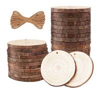 Preciva Rodajas de Madera 30 Piezas, Círculos 7-8 cm, Troncos Decorativos para Manualidades y Pirograbado, Incluye Discos Naturales sin Terminar, Ideal para Decoraciones de Boda y Navidad
