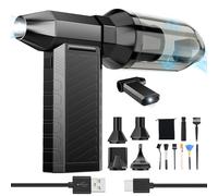 Preciva Soplador de Aire Potente, Aire Comprimido Limpieza y Aspirador 2 en 1, Pistola Aire con Bateria 8000 mAh, 180000 RPM, Mini Sopladora Ajustable para PC, Teclado y Coche