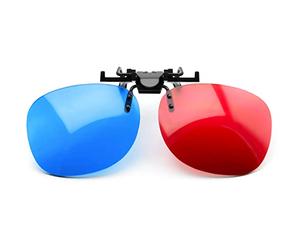 PRECORN Gafas 3D Rojo/Cian Clip-On para usarios de Gafas (Gafas 3D-Anaglyph) para TV 3D y Juegos 3D