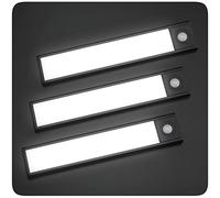 PRECORN Juego de 3 luces LED de 20 cm con sensor de movimiento, luz negra con 34 LED, iluminación para armario, barra de luz recargable USB-C con detector de movimiento, luz nocturna para armario, luz