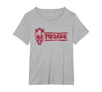 Predator: Badlands Dek's Mask and Logo Official Movie Camiseta, Mujer Tallas Grandes, Gris Jaspeado, 6XL Grande