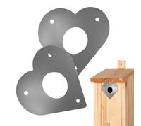 Predator Guard for Bluebird House, 2-Pack Heart-Shaped Metal Hole Guard, Protective Birdhouse Entrance Replacement for Eastern Bluebird Boxes, Keeps Nests Safe and Secure from