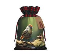 Predatory Little Perching Bird Pattern - Bolsas de Navidad con cordón, bolsas de regalo de Navidad, bolsas de dulces de Navidad, bolsas de golosinas, bolsas de recuerdos de fiesta, bolsas M