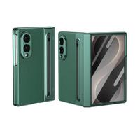 PREDCFVY For Samsung Galaxy Z Fold 8 Hinge Case W S Pen & Holder | PU Leather Back Cover,Front HD Tempered Glass Screen Protector, Shockproof Anti-Fingerprint Foldabl(Ye?il)