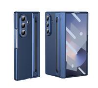 PREDCFVY For Samsung Galaxy Z Fold 8 Ultra Hinge Case W S Pen & Holder | PU Leather Back Cover,Front HD Tempered Glass Screen Protector, Shockproof Anti-Fingerprint Foldabl(Blu)