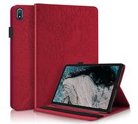 PREDCFVY Funda de piel sintética con tapa para Nokia T20 de 10.4 pulgadas 2021, cubierta protectora con diseño de árbol de la vida, ranura para tarjetas, PC (rojo)