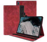 PREDCFVY Funda de piel sintética para Nokia T20 de 10.4 pulgadas 2021 que protege la correa de fijación ajustable, ranura para tarjetas, a prueba de golpes, tablet PC (rojo)