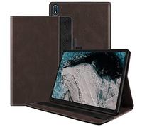 PREDCFVY Funda de piel sintética para Nokia T20 de 10.4 pulgadas 2021 que protege la correa de fijación ajustable, ranura para tarjetas, a prueba de golpes, tablet PC (café)
