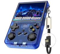 Prede R36 Plus Consola De Juegos Portátil, 20000 Juegos Clásicos Incorporados, Sistema Linux Pantalla IPS De 4,0 Pulgadas, Batería Recargable De 3000mAh, Consola De Videojuegos Portátil-Blue||64GB