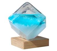 Predicción del tiempo Storm Glass Storm Glass Pronosticador del tiempo Crystal Blue Water Cube Predictor con base de madera para el hogar, la oficina, el escritorio, pequeño
