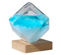 Predicción del tiempo Storm Glass Storm Glass Pronosticador del tiempo Crystal Blue Water Cube Predictor con base de madera para el hogar, la oficina, el escritorio