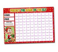 Predict the Name of the Elf Christmas Scratch Card - Juego de recaudación de fondos, 100 nombres, tamaño A4, recaudación de fondos
