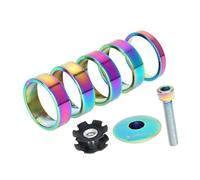 predolo 5 Espaciadores de Horquilla para Bicicleta, Arandelas para Potencia Delantera, Tornillos de Reparación de 1-1/8", Espaciadores de Dirección de Al