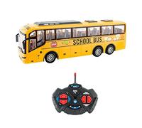 predolo Autobús Escolar RC Vehículo Control Remoto Radio con Luces y Ruedas de Goma Juguete Coleccionable para Niños Adecuado para Regalo y Decoración de, Amarillo