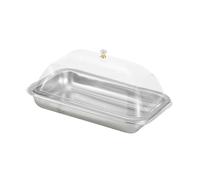 predolo Bandeja Rectangular de Acero Inoxidable con Tapa Abovedada, Resistente Al Polvo, Ideal para Bodas, Comedores, Cocinas Y Hogares, 32x22x5cm