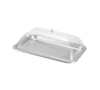 predolo Bandeja Rectangular de Acero Inoxidable con Tapa Abovedada, Resistente Al Polvo, Ideal para Bodas, Comedores, Cocinas Y Hogares, 40x30x2cm