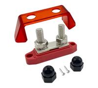 predolo Bloque de distribución de energía de doble barra colectora, 200 a, 12-, con tapa y tornillos para solar, M10 Rojo