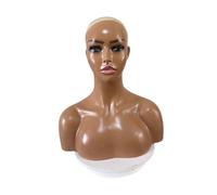 predolo Cabeza de maniquí femenino realista con hombro, y profesional Manikin PVC Head Stand para sombreros Collar de peluca