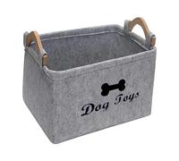 predolo Caja organizadora de Juguetes para Mascotas, Cesta para Cosas de Cachorros, contenedor Rectangular Multiusos, Cajas de Juguetes Plegables para Gatos, Hueso Gris