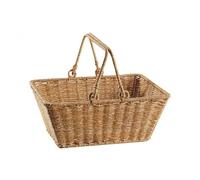 predolo Canasta Plástico Trenzado Abierta Cesta Rectangular Multiuso Artículo Hogar para Picnic, Marrón, Mediano