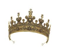predolo Corona Redonda de 15 Cm, Accesorio para La Cabeza para Rey, Príncipe O Heredero, Tiara de Estilo Antiguo, Ideal para Fiestas de Cumpleaños, Oro Oscuro