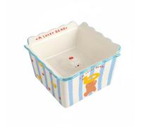 predolo Cuenco para Mascotas Forma Caja de Palomitas Estilo Minimalista Comedero Cuadrado con Diseño de Oso Antivuelco para Perros Pequeños, Oso Sal Marina