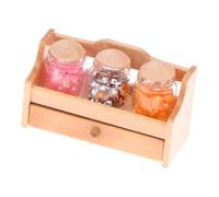 predolo Estante de almacenamiento de tarros de a escala 1:12, soporte de exhibición para escenas, accesorios para minicasas de muñecas, tarros de, Madera