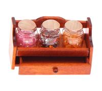 predolo Estante de almacenamiento de tarros de a escala 1:12, soporte de exhibición para escenas, accesorios para minicasas de muñecas, tarros de, MarrÓn