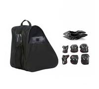 predolo Estuche para Patines Bolsa de Patinaje, Bolsa De Patinaje De Tres Capas Engrosada + Cubrezapatos + Protectores, Negro, Negro
