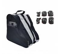 predolo Estuche para Patines Bolsa de Patinaje, Bolsa De Patinaje De Tres Capas Engrosada Negro/Gris + Protectores M, Negro, Negro/Gris