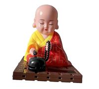 predolo Figura Decorativa Solar Monje Budista Movimiento Cabeza, Amarillo