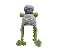 predolo Gorro de Pulpo de Crochet Divertido Gorro con Tentáculos Hecho a Mano Pasamontañas Pulpo para Fiestas, Invierno, Gris, Verde, Adulto 56-60cm