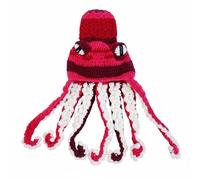 predolo Gorro de Pulpo de Crochet Divertido Gorro con Tentáculos Hecho a Mano Pasamontañas Pulpo para Fiestas, Invierno, Rosa Roja, Adulto 56-60cm