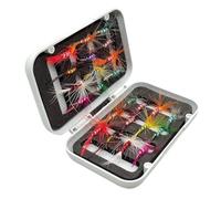 predolo Kit de Pesca con Mosca, señuelos de Pesca con Mosca Seca y húmeda, Surtido de Pesca con Mosca para río, 24 Uds.