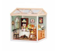 predolo Kit de Tienda en Miniatura DIY No Requiere Pintura Escena de Tienda en Miniatura Apilable Relajante Diorama con Luz para Niños, Aficionados, Tarde Tearoof D