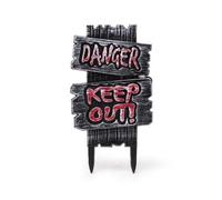 predolo Letrero con Estaca Reutilizable Cartel Advertencia Llamativo coración para Halloween, Rojo, Estilo A - Señal De Advertencia De Doble Tabla Roja De Imitación, "DANGER KEEP OUT "