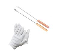 predolo Limpiador de Postes de Jaula para Pájaros con Guantes, Herramienta Esencial para La Cría de Aves, Removedor de Excrementos para Perchas, Recto Y Doblarse