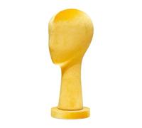 predolo Mannequin Cabeza Modelo Exhibidor de Peluca Soporte de Terciopelo Liviano con Base Estable Adecuada para Salones Tiendas Barberías y Hogar, Amarillo, Altura 40cm