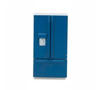 predolo Modelo de Refrigerador Escala 1:12 Material Seguro y No Tóxico Nevera de Doble Puerta para Casa de Muñecas Se Puede Pintar Refrigerador en Miniatura, Azul+Blanco