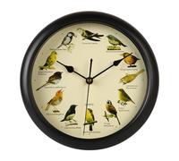 predolo Reloj con Sonidos de Pájaros Movimiento Silencioso Reloj Redondo con Pájaros Hora Precisa para Cocina, Negro, 10 Pulgadas