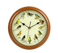 predolo Reloj con Sonidos de Pájaros Movimiento Silencioso Reloj Redondo con Pájaros Hora Precisa para Cocina, Bronce, 10 Pulgadas