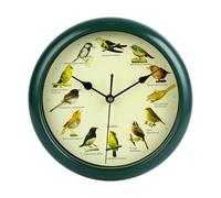 predolo Reloj con Sonidos de Pájaros Movimiento Silencioso Reloj Redondo con Pájaros Hora Precisa para Cocina, Verde, 13 Pulgadas