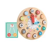 predolo Reloj de Madera para enseñar la Hora y los números, con manecillas móviles, Decorativo, apilable y clasificador, bebés de 1 a 3
