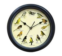 predolo Reloj de Pared con Diseño de Aves Silvestres Decorativo Musical Arte Colgante Información Educativa de Especies Movimiento de Adecuado para, Negro 32cm, Individual