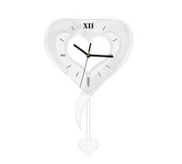 predolo Reloj de Pared con Forma de corazón, Elegante, Resistente, Moderno, versátil, Movimiento silencioso, acrílico, Ideal para el hogar, Regalo y Cocina, Plata