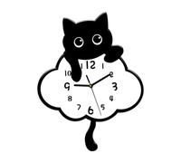 predolo Reloj de Pared con Gato y Decorativa Reloj Colgante con Péndulo de Cola Oscilante Números Arábigos Movimiento sin Ruido Material Acrílico, Estilo C
