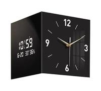 predolo Reloj de Pared de Esquina de Doble Cara con Indicador de Temperatura para Sala de Estar, 26cmx26cm